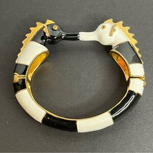 Lele Sadoughi Black and White Hinged Seahorse Bracelet